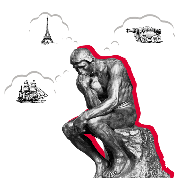 statue of a man thinking about history